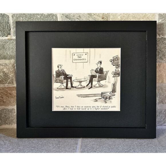 Framed Vintage New Yorker Magazine 8x10 Dana Fradon Cartoon Clipping Politician - Picture 1 of 4
